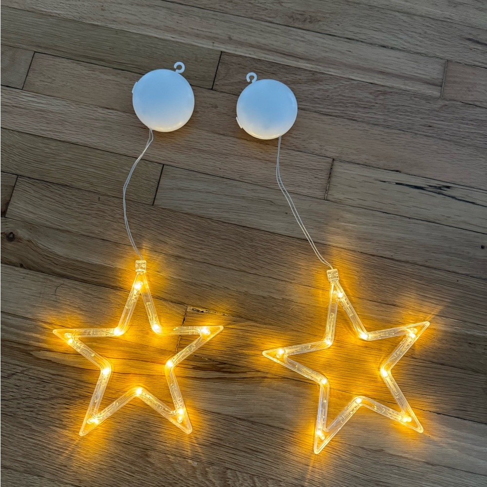 Set of 2 Clear Light Up Christmas Star Decorations